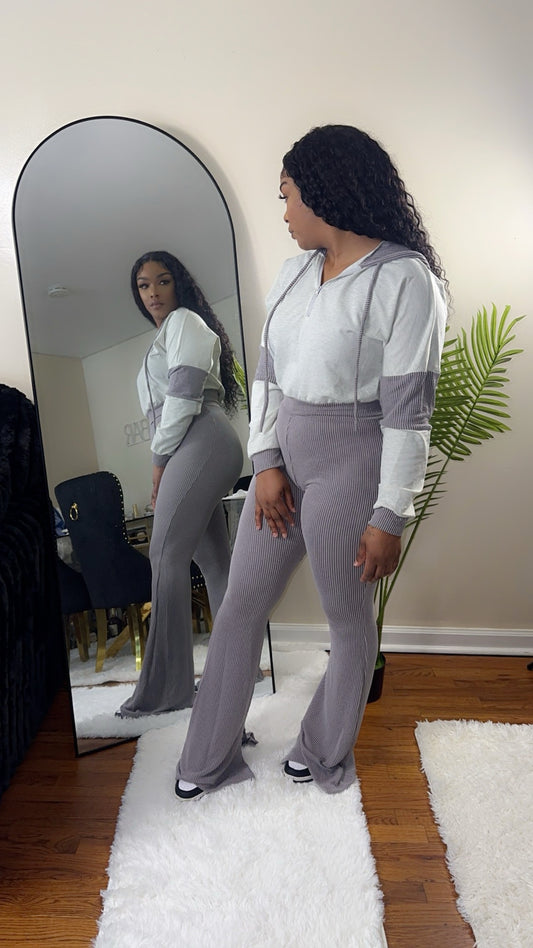 Sweatshirt top two piece flare pants jogger tracksuit