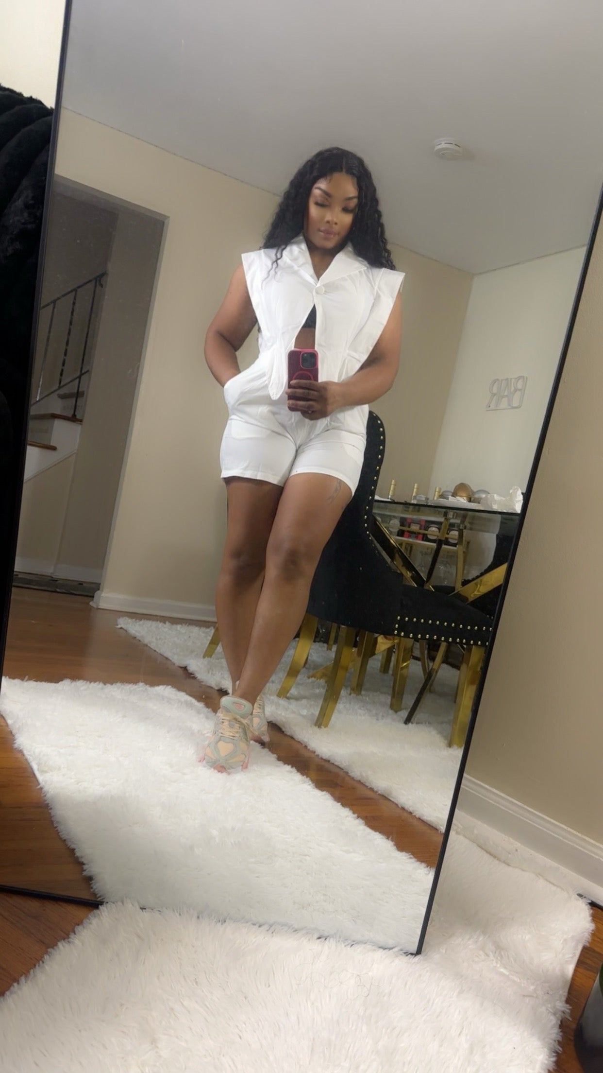 High waist shorts jumpsuit
