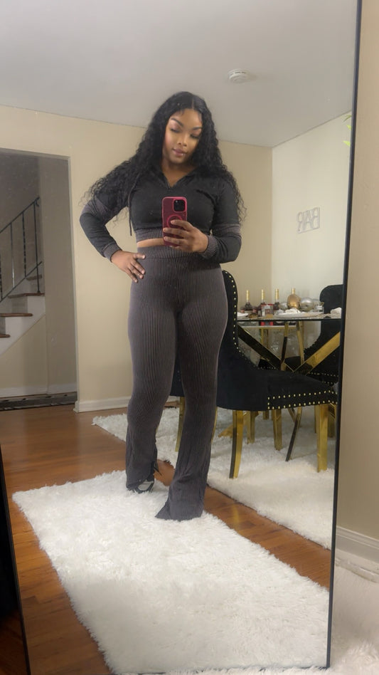 Sweatshirt top two piece flare pants jogger tracksuit