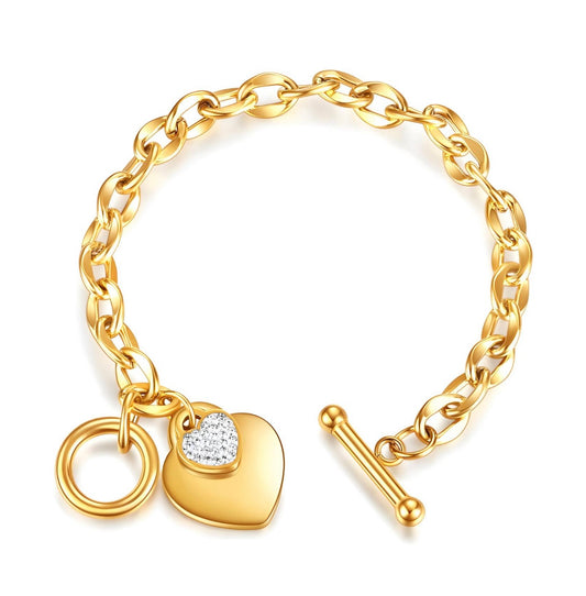 “Hearts”Bracelet,18k Gold Plated Steel waterproof