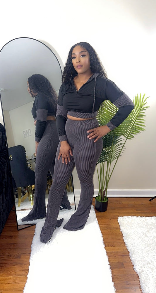 Sweatshirt top two piece flare pants jogger tracksuit