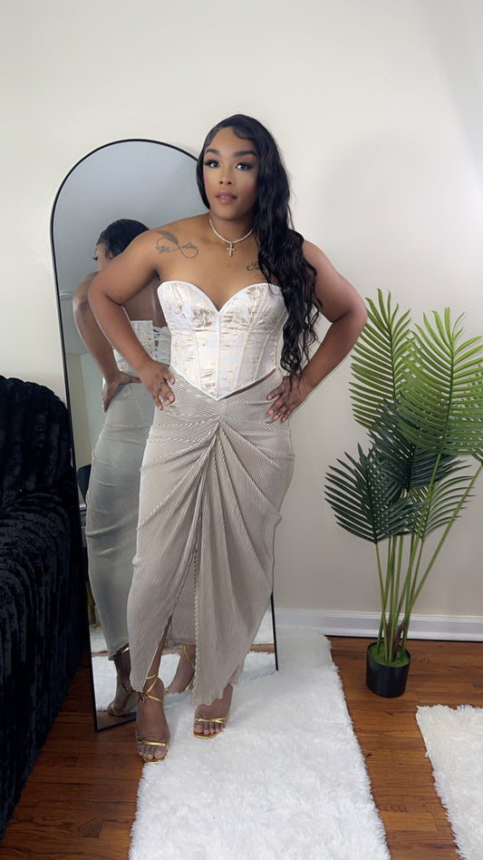 Lily luxe date night skirt and corset top set