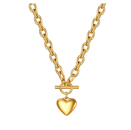 “Heart”Necklace 18k Gold Plated Steel ,waterproof