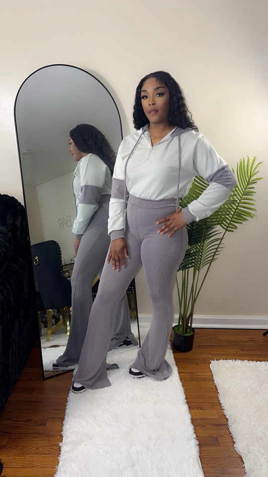 Sweatshirt top two piece flare pants jogger tracksuit