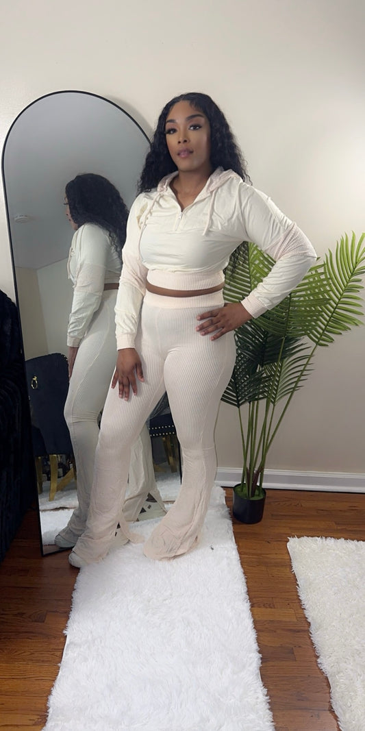 Sweatshirt top two piece flare pants jogger tracksuit