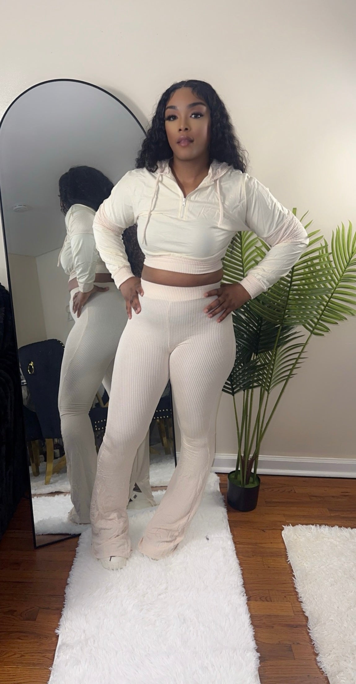 Sweatshirt top two piece flare pants jogger tracksuit