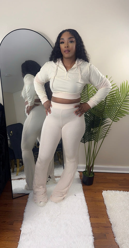 Sweatshirt top two piece flare pants jogger tracksuit