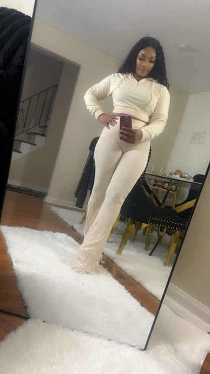 Sweatshirt top two piece flare pants jogger tracksuit