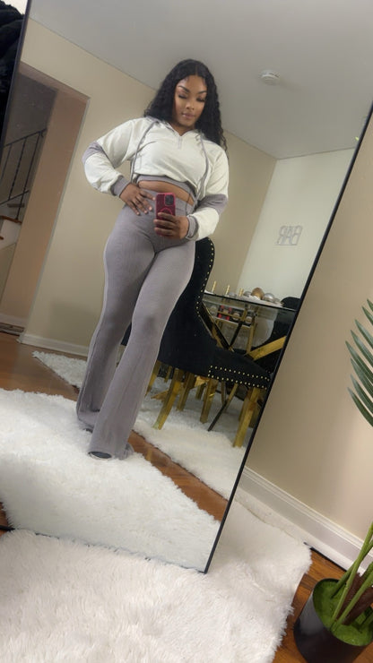 Sweatshirt top two piece flare pants jogger tracksuit