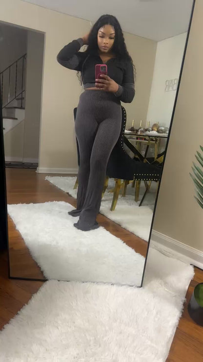 Sweatshirt top two piece flare pants jogger tracksuit