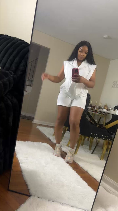 High waist shorts jumpsuit